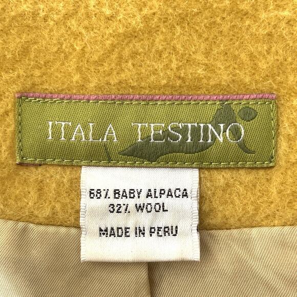 Itala Testino Luxury Baby Alpaca Wool Designer Coat Jacket Mustard Yellow Small - Picture 9 of 10